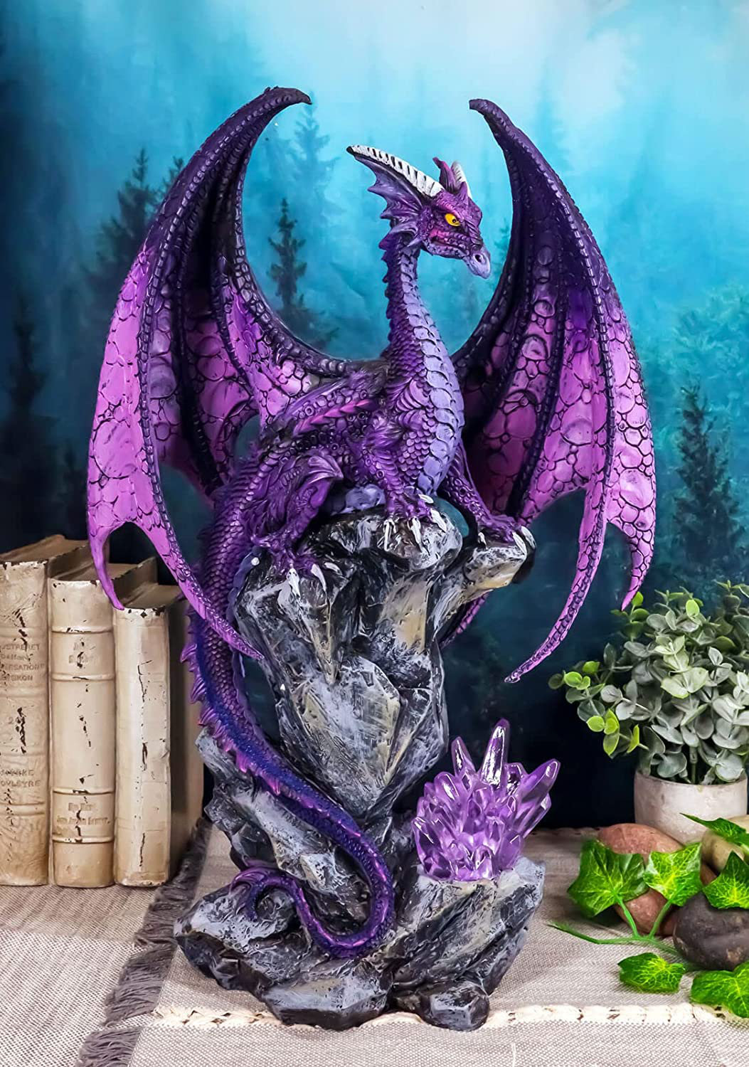 Trinx Ilaire Large Hoarfrost Twilight Dragon Guarding LED Light